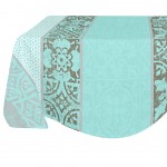 Nappe enduite ronde AZULEJOS 180 x 180 cm - gris et bleu Nappe enduite ronde AZULEJOS 180 x 180 cm - gris et bleu