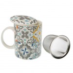 Mug en grs avec infuseur - Carreaux de ciment Gris