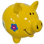 Petite tirelire cochon jaune
