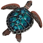 Tortue de mer multicolore en mtal  suspendre