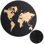 4 dessous de verres Noir et Or Mappemonde