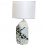 Lampe motif abstrait en cramique abat jour blanc 55 cm