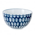 Bol bleu  motifs ronds blancs en porcelaine