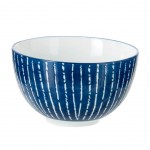 Bol bleu à lignes blanches en porcelaine Bol bleu à lignes blanches en porcelaine