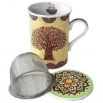 Mug jaune arbre de vie avec infuseur