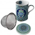 Mug bleu et vert Main de Fatma avec infuseur