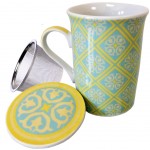 Mug en porcelaine avec infuseur - Jaune et Vert