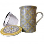 Mug en porcelaine avec infuseur - Jaune et Gris