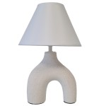 Lampe en cramique beige et blanche 33.5 cm
