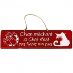 Plaque dcorative en bois - Chien mchant - Rouge Herms