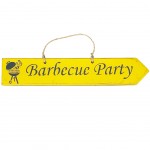 Plaque dcorative en bois - Barbecue Party - moutarde