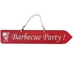 Plaque dcorative en bois - Barbecue Party - rouge