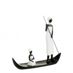 Statuette Africaines sur barque - fillette mains repliées 22 cm Statuette Africaines sur barque - fillette mains repliées 22 cm