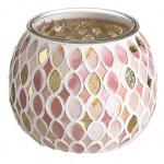 Globe photophore en verre et mosaïque rose et or Globe photophore en verre et mosaïque rose et or