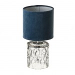 Lampe en verre 28 cm - Abat jour Bleu Lampe en verre 28 cm - Abat jour Bleu