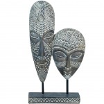 Duo de masques ethniques sur piédestal Duo de masques ethniques sur piédestal