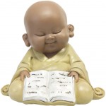 Statue en Résine Petit moine avec livre en Robe Jaune Statue en Résine Petit moine avec livre en Robe Jaune