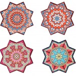 Set de 4 sous-verres forme Etoile motif Mandala