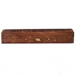 Boite Porte encens en bois motif Éléphant Boite Porte encens en bois motif Éléphant