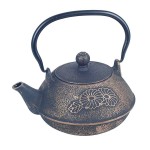 Théière Japonaise noire en fonte - Fleurs Théière Japonaise noire en fonte - Fleurs