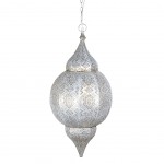 Grande suspension arrondie en métal Blanc et Or Grande suspension arrondie en métal Blanc et Or