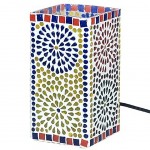 Lampe rectangulaire en verre rosaces multicolores Lampe rectangulaire en verre rosaces multicolores