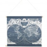 Toile déco Carte du monde à suspendre gris bleuté Toile déco Carte du monde à suspendre gris bleuté