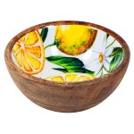 Petit bol en bois de manguier et r�sine citrons 15 cm