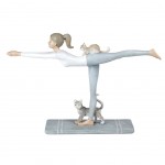 Statuette posture bton en quilibre Yoga et chats