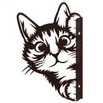 D�coration murale chat qui se cache en m�tal vintage 20 cm