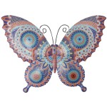 Dcoration murale papillon orange et bleu en mtal 30 cm