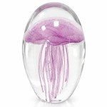 Presse-papier sulfure en verre m�duse rose et mauve 11 cm