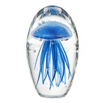 Presse-papier sulfure en verre m�duse bleue artisanal