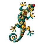 D�coration murale gecko l�zard en m�tal multicolore 45 cm