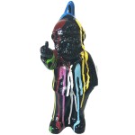 Statue en cramique Lutin grossier noir et multicolore