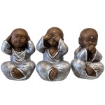 Statues en céramique trio de petits moines bouddhistes