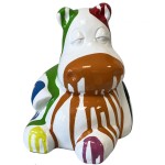 Statue en cramique hippopotame et multicolore 22 cm
