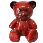 Statue en cramique ourson rouge 23 cm