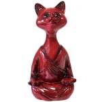 Statue en cramique chat zen rouge 34 cm