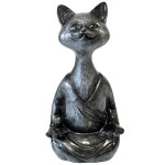 Statue en cramique chat zen gris 39 cm
