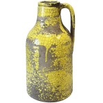 Vase artisanal en cramique jaune vitrifi 29 cm