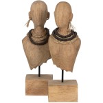 Ensemble de 2 bustes en bois de manguier