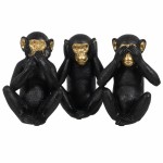 Ensemble de 3 figurines singes de la sagesse noires et or