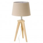 Lampe de table en bois clair et abat-jour couleur Lin