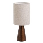 Lampe en bois Unimasa avec abat-jour en lin  16  16  37 cm
