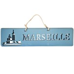 Plaque dcorative en bois bleue - Marseille