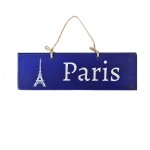 Plaque dcorative en bois bleue - Paris