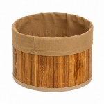 Panier de rangement rond bambou et tissu marron 23 cm