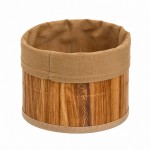 Panier de rangement rond bambou et tissu marron 17,5 cm