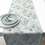 Chemin de table en coton Eucalyptus 40 x 150 cm